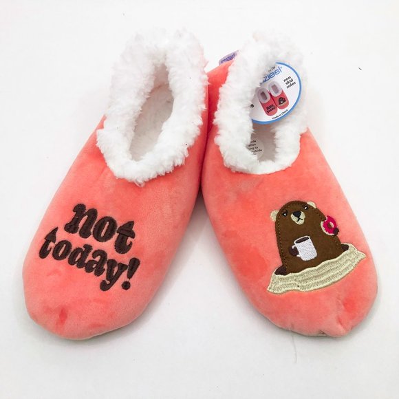 NWT Snoozies Women's Not Today Groundhog Coffee & Donut Medium 7/8 - Picture 1 of 6